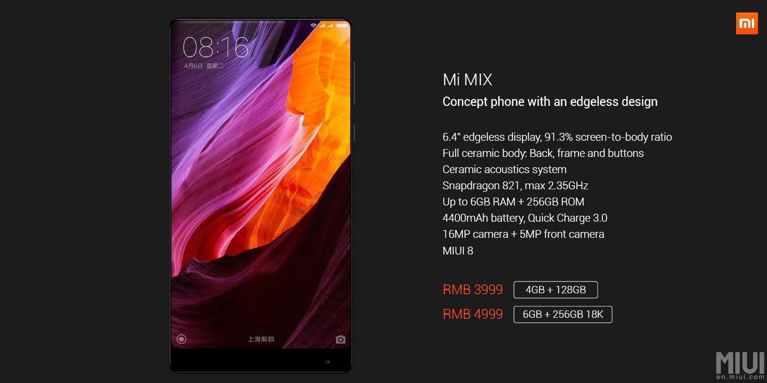 Первую партию Xiaomi Mi Mix раскупили за 10 секунд